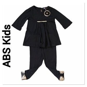 ABS ALLEN SCHWARTZ KIDS Girl’s Black & Gold Pants Set 18 months